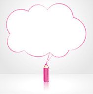 Pink Pencil Drawing Fluffy Cloud Speech Balloon