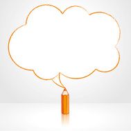 Orange Pencil Drawing Fluffy Cloud Speech Balloon