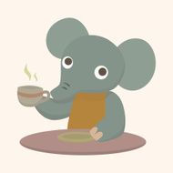 animal elephant having afternoon tea theme elements N8