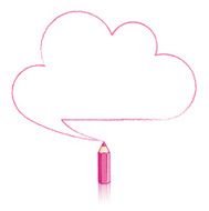 Pink Pencil Drawing Cloud Speech Balloon