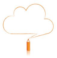 Orange Pencil Drawing Cloud Speech Balloon