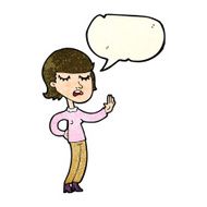 cartoon woman ignoring with speech bubble N27
