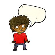 cartoon frightened boy with speech bubble N24