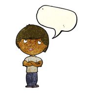cartoon happy man with folded arm speech bubble N12