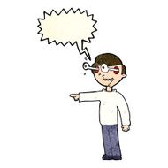 cartoon staring man with speech bubble N24