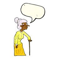 cartoon old woman with speech bubble N5