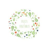 Vector frame with leaves fruits and vegetables N2