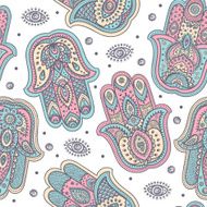 Vector Indian hand drawn hamsa seamless pattern N14