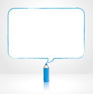 Blue Pencil Drawing Smooth Rectangular Speech Balloon