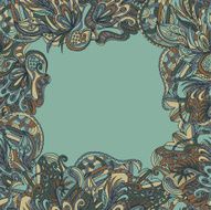 Abstract hand-drawn wave floral pattern N77
