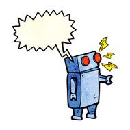 cartoon robot with speech bubble N243