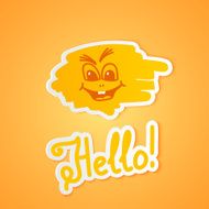 Hello on orange paper Vector illustration