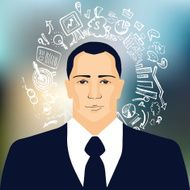 Businessman with business doodles