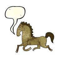 cartoon running horse with speech bubble N4