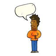 cartoon nervous man with speech bubble N167