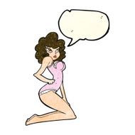 cartoon pin-up woman with speech bubble N11