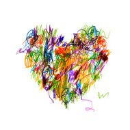 Colorful heart shape pencil drawing for your design