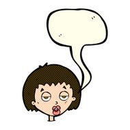 cartoon bored woman with speech bubble N35