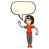 cartoon pilot woman waving with speech bubble N11