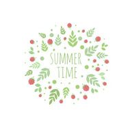 Frame with leaves and berries Summer time N3