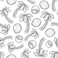 Seamless palm tree and coconut vector background