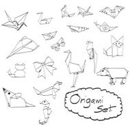 doodles set of origami hand drawn N2