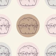 Retro seamless pattern with muffins