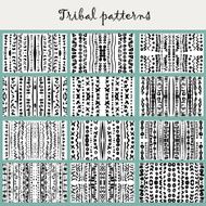 Set of 12 tribal monochrome seamless patterns