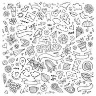 Nature spring hand drawn vector symbols and objects