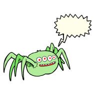 cartoon spooky spider with speech bubble N12