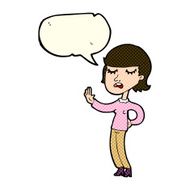 cartoon woman ignoring with speech bubble N29