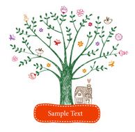 Easter greeting card with tree