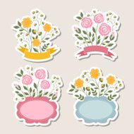 Floral romantic borders set