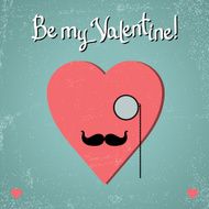 Valentine card with glasses heart and mustache