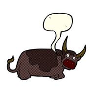 cartoon bull with speech bubble N36