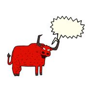 cartoon hairy cow with speech bubble N12