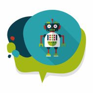 robot concept flat icon with long shadow eps10 N286