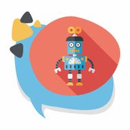 robot concept flat icon with long shadow eps10 N287