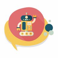 robot concept flat icon with long shadow eps10 N289