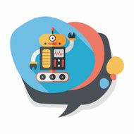 robot concept flat icon with long shadow eps10 N290