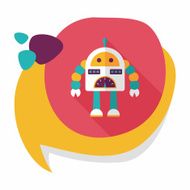 robot concept flat icon with long shadow eps10 N291