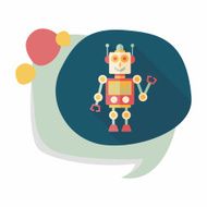robot concept flat icon with long shadow eps10 N292