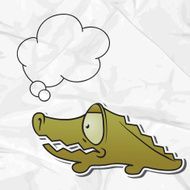 EPS 8 crumpled paper background with vector crocodile