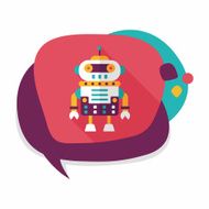robot concept flat icon with long shadow eps10 N293