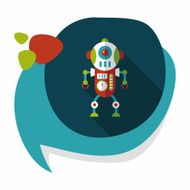 robot concept flat icon with long shadow eps10 N294