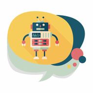 robot concept flat icon with long shadow eps10 N295