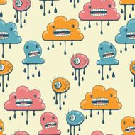 Monsters modern seamless pattern in retro style