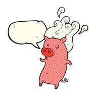 smelly cartoon pig with speech bubble N4