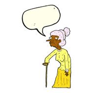 cartoon old woman with speech bubble N8