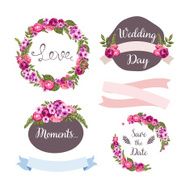 Wedding collection with hand-drawn flowers